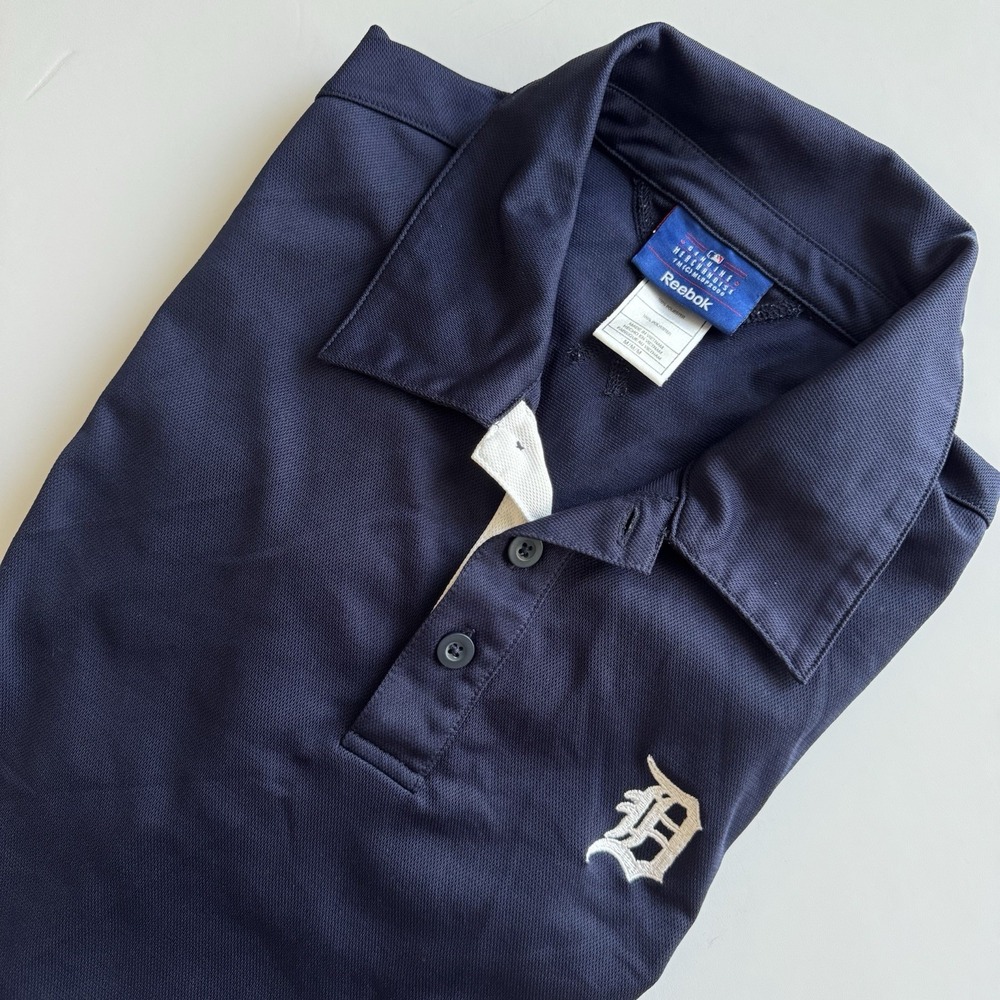 Reebok Detroit Tigers Polo Shirt Mens Medium Genuine Merchandise Embroidered - Picture 7 of 8